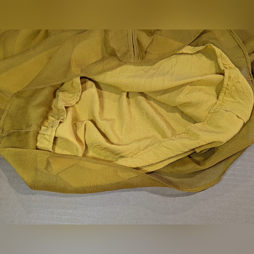 Sunday in Brooklyn Anthropologie Mustard Yellow Sheer Lined Blouse Top Sz S EUC - Picture 9 of 16